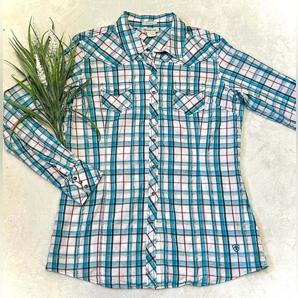 ARIAT REAL Western Plaid Button Down Fitted Top - Large